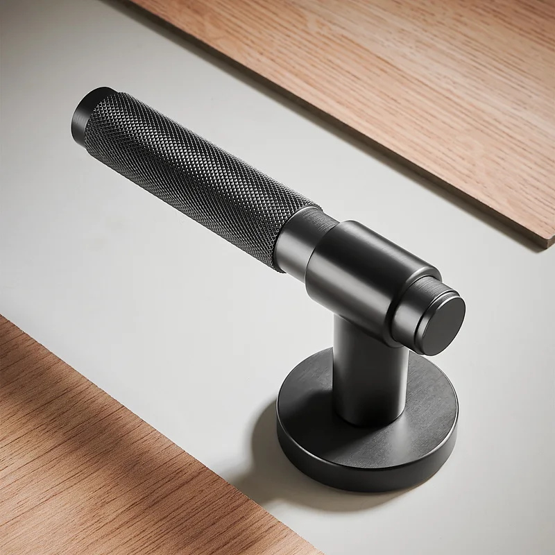 Knurled Aluminum Wooden door handle